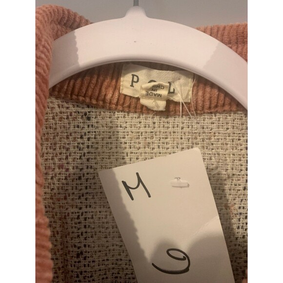 POL Brand Pink Fuzzy Plaid Corduroy Patchwork Shacket  -  Jacket-Size M - Picture 5 of 9